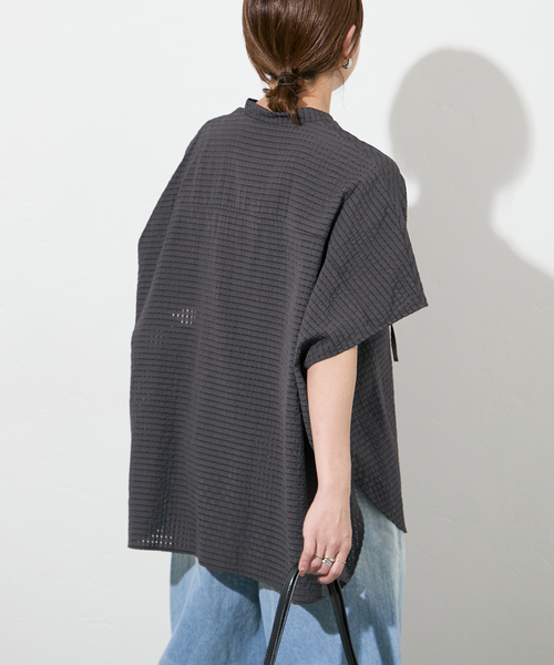 JOURNAL STANDARD（ジャーナルスタンダード）の「《追加2》シアーチェックポンチョブラウス（シャツ/ブラウス・レディース・ホワイト/ブルー系その他/ブラック/スミクロ・FREE）」の9枚目の写真