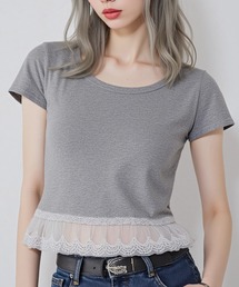 A'GEM/9 × .kom 『.KOMZ/ドットケーオーエムゼット』裾フリル スクエアネックコンパクトTシャツ