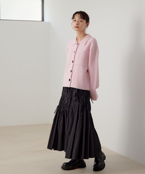 EMMEL REFINES（エメルリファインズ）の「＜EMMEL REFINES＞EM セッケツ フェザーヤーン エリツキ カーディガン（カーディガン/ボレロ・レディース・オフホワイト/ライトピンク/イエロー・FREE）」の10枚目の写真