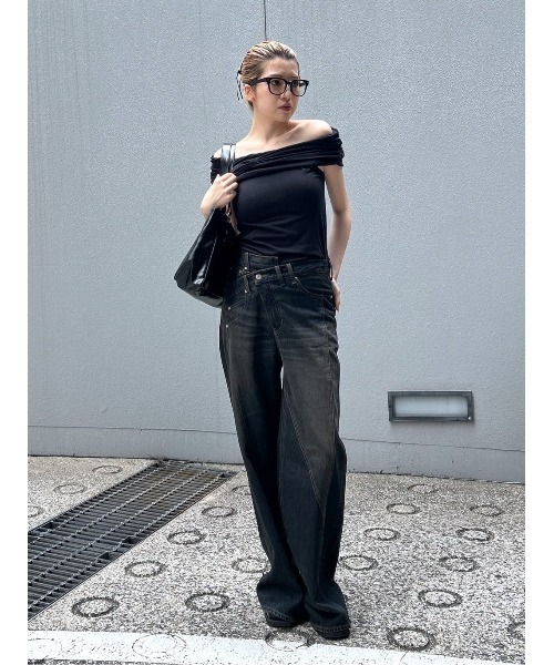 SLY J／W SWITCHING STRAIGHT パンツ D/BLU SLY | J／W SWITCHING STRAIGHT パンツ (ストレート ) |SHEL