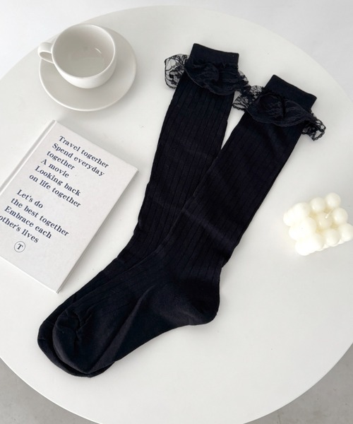 Loueme(ルエム)の「フリルレースハイソックス(ソックス/靴下・レディース・ブラック/ホワイト/チャコールグレー/グレー・FREE)」の17枚目の写真