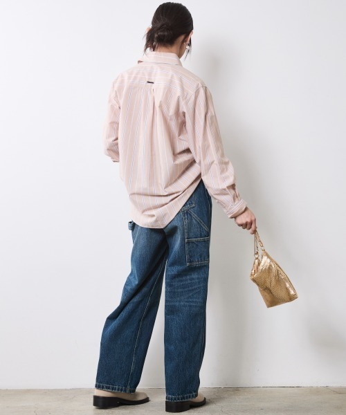 CHIC STYLE（シックスタイル）の「綿100％ストライプシャツ＜大きいサイズ有＞シックスタイル（シャツ/ブラウス・レディース・ベージュ系/ブルー系・5L/4L/3L/LL/L/M）」の13枚目の写真