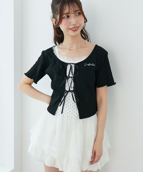 MAJESTIC LEGON(マジェスティックレゴン)の「ペプラムキャミセットカットカーデ(カーディガン/ボレロ・レディース・ブルー系その他4/ホワイト系5/レッド系その他2/ブラック系その他・MEDIUM)」の3枚目の写真