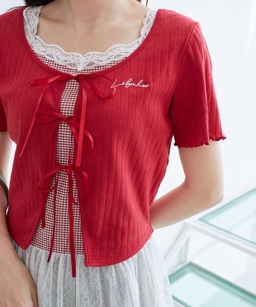 MAJESTIC LEGON(マジェスティックレゴン)の「ペプラムキャミセットカットカーデ(カーディガン/ボレロ・レディース・ブルー系その他4/ホワイト系5/レッド系その他2/ブラック系その他・MEDIUM)」の6枚目の写真