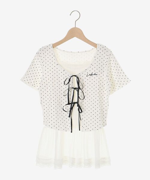MAJESTIC LEGON(マジェスティックレゴン)の「ペプラムキャミセットカットカーデ(カーディガン/ボレロ・レディース・ブルー系その他4/ホワイト系5/レッド系その他2/ブラック系その他・MEDIUM)」の7枚目の写真