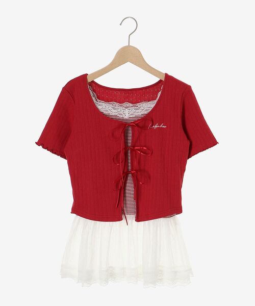 MAJESTIC LEGON(マジェスティックレゴン)の「ペプラムキャミセットカットカーデ(カーディガン/ボレロ・レディース・ブルー系その他4/ホワイト系5/レッド系その他2/ブラック系その他・MEDIUM)」の8枚目の写真