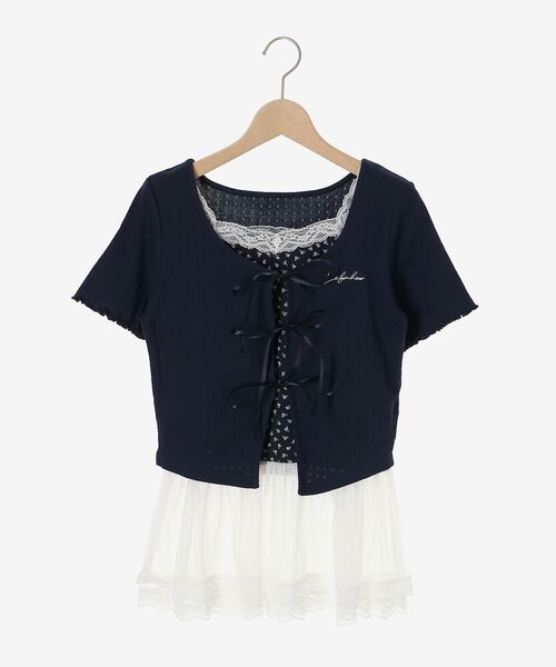MAJESTIC LEGON(マジェスティックレゴン)の「ペプラムキャミセットカットカーデ(カーディガン/ボレロ・レディース・ブルー系その他4/ホワイト系5/レッド系その他2/ブラック系その他・MEDIUM)」の9枚目の写真
