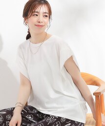 SHOO・LA・RUE | 【ひんやり/S-LL】落ち感が心地よい ショルダータックトップス(Tシャツ/カットソー)