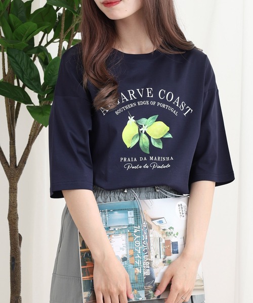 BRODIAEA(ブローディア)の「BRODIAEA レモンプリントロゴ半袖Tシャツ(Tシャツ/カットソー・レディース・ピンク/ネイビー/オフホワイト/ライトグリーン・40)」の4枚目の写真