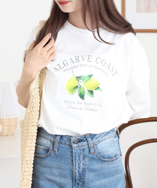 BRODIAEA(ブローディア)の「BRODIAEA レモンプリントロゴ半袖Tシャツ(Tシャツ/カットソー・レディース・ピンク/ネイビー/オフホワイト/ライトグリーン・40)」の2枚目の写真