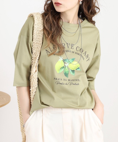 BRODIAEA(ブローディア)の「BRODIAEA レモンプリントロゴ半袖Tシャツ(Tシャツ/カットソー・レディース・ピンク/ネイビー/オフホワイト/ライトグリーン・40)」の3枚目の写真
