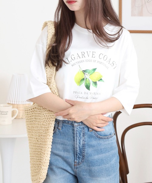 BRODIAEA(ブローディア)の「BRODIAEA レモンプリントロゴ半袖Tシャツ(Tシャツ/カットソー・レディース・ピンク/ネイビー/オフホワイト/ライトグリーン・40)」の19枚目の写真