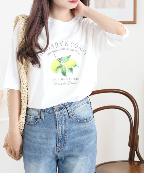 BRODIAEA(ブローディア)の「BRODIAEA レモンプリントロゴ半袖Tシャツ(Tシャツ/カットソー・レディース・ピンク/ネイビー/オフホワイト/ライトグリーン・40)」の21枚目の写真
