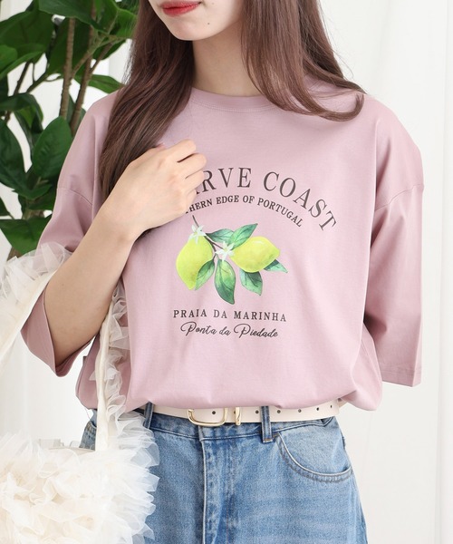 BRODIAEA(ブローディア)の「BRODIAEA レモンプリントロゴ半袖Tシャツ(Tシャツ/カットソー・レディース・ピンク/ネイビー/オフホワイト/ライトグリーン・40)」の6枚目の写真