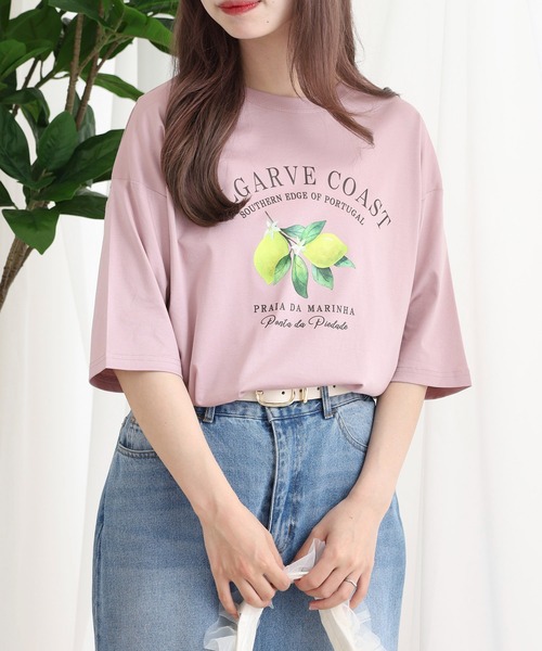 BRODIAEA(ブローディア)の「BRODIAEA レモンプリントロゴ半袖Tシャツ(Tシャツ/カットソー・レディース・ピンク/ネイビー/オフホワイト/ライトグリーン・40)」の7枚目の写真