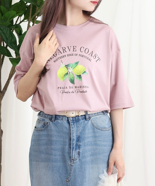 BRODIAEA(ブローディア)の「BRODIAEA レモンプリントロゴ半袖Tシャツ(Tシャツ/カットソー・レディース・ピンク/ネイビー/オフホワイト/ライトグリーン・40)」の8枚目の写真