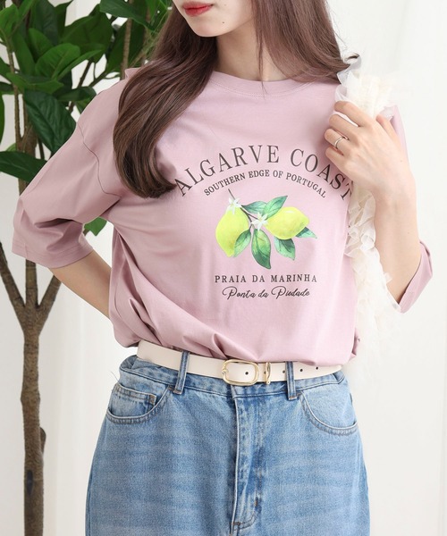BRODIAEA(ブローディア)の「BRODIAEA レモンプリントロゴ半袖Tシャツ(Tシャツ/カットソー・レディース・ピンク/ネイビー/オフホワイト/ライトグリーン・40)」の9枚目の写真