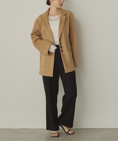 hunch(ハンチ)の「フェイクスウェード テーラードジャケット(テーラードジャケット・レディース・ブラウン/チャコールグレー/ベージュ・FREE)」の13枚目の写真