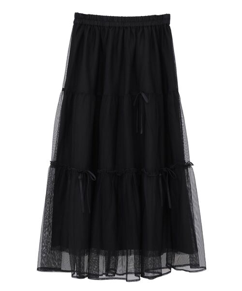 earth music&ecology（アースミュージックアンドエコロジー）の「リボンチュールティアードスカート（スカート・レディース・アイボリー/ブラック/ピンク・FREE）」の20枚目の写真