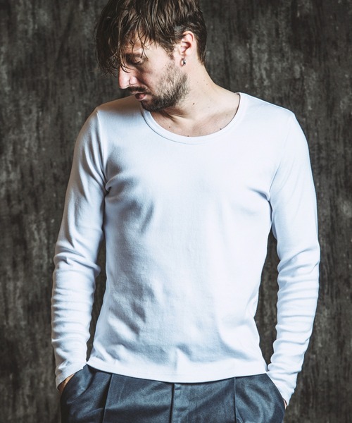 NO ID.（ノーアイディ）の「【NO ID.】Fraise U-Neck T-Shirt / フライス Uネック Tシャツ（Tシャツ/カットソー・メンズ・ホワイト/グレー/ブラック・2/1）」の2枚目の写真