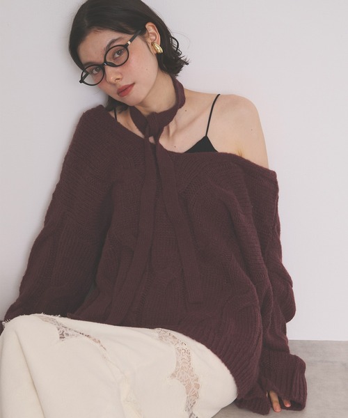 multiway choker cable knit / マルチウェイチョーカーケーブルニット