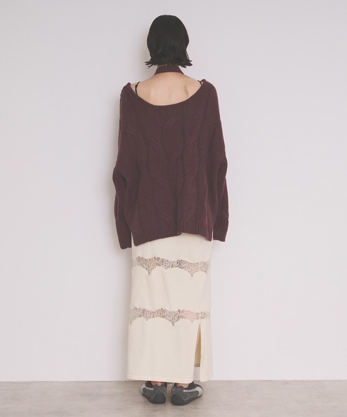 loin nuit(ロワンニュイ)の「multiway choker cable knit / マルチウェイチョーカーケーブルニット(ニット/セーター・レディース・ダークブラウン/ブルーグレー/ベビーピンク・FREE)」の9枚目の写真