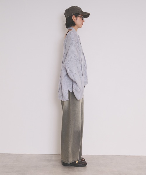 loin nuit(ロワンニュイ)の「multiway choker cable knit / マルチウェイチョーカーケーブルニット(ニット/セーター・レディース・ダークブラウン/ブルーグレー/ベビーピンク・FREE)」の21枚目の写真