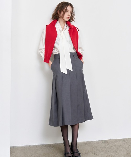 GENERAL IDEA(ジェネラルアイデア)の「GENERAL IDEA/ジェネラルアイディア bold pleats long skirt ロングスカート(スカート・レディース・ブラック/ネイビー/ベージュ/チャコール・S/M/L)」の3枚目の写真