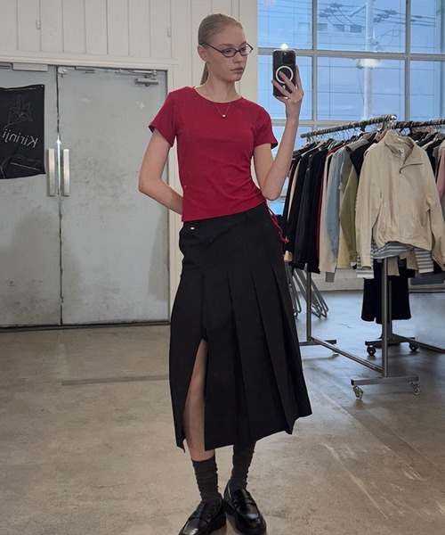 GENERAL IDEA/ジェネラルアイディア bold pleats long skirt ロング