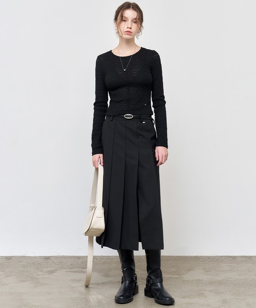 GENERAL IDEA(ジェネラルアイデア)の「GENERAL IDEA/ジェネラルアイディア bold pleats long skirt ロングスカート(スカート・レディース・ブラック/ネイビー/ベージュ/チャコール・S/M/L)」の7枚目の写真