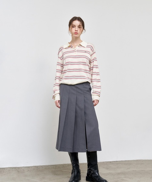 GENERAL IDEA(ジェネラルアイデア)の「GENERAL IDEA/ジェネラルアイディア bold pleats long skirt ロングスカート(スカート・レディース・ブラック/ネイビー/ベージュ/チャコール・S/M/L)」の21枚目の写真