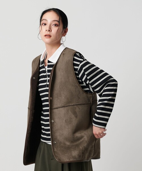 BEAUTY&YOUTH UNITED ARROWS(ビューティーアンドユースユナイテッドアローズ)の「【WEB限定】ボア×フェイクムートン リバーシブルベスト(その他アウター・レディース・ダークグレー/ダークブラウン/ブラック/オフホワイト・FREE)」の5枚目の写真