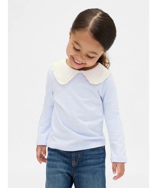 GAP（ギャップ）の「ラッフルフリルカラートップス (幼児・ベビー)（Tシャツ/カットソー・キッズ・ホワイト系その他/ネイビー/アイボリー/ブルー・80ｃｍ/90cm/95cm/100cm/105cm/110cm）」の4枚目の写真