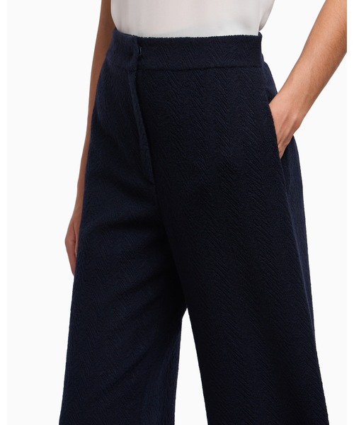EMPORIO ARMANI（エンポリオアルマーニ）の「【エンポリオ アルマーニ】Icon ワイドレッグパンツ ジャカード シェブロンモチーフ（その他パンツ・レディース・ネイビー系・36/38/40/42）」の4枚目の写真