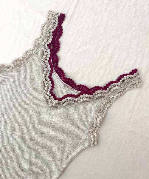 Q（キュー）の「バイカラーテレコタンク（タンクトップ・レディース・ネイビー/アイボリー/ターコイズブルー/オレンジ/ブルー/チャコールグレー・MEDIUM）」の2枚目の写真