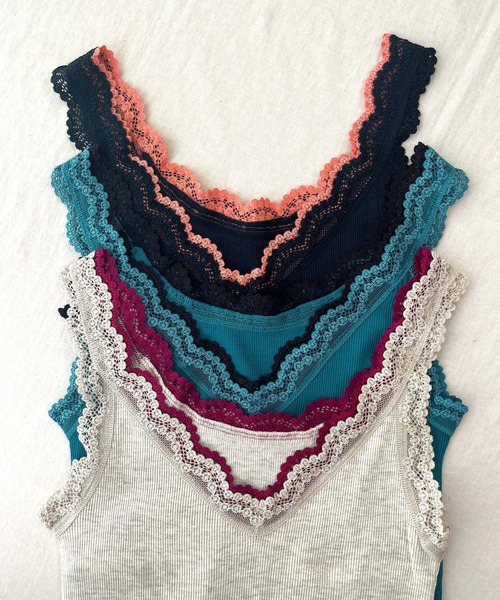 Q（キュー）の「バイカラーテレコタンク（タンクトップ・レディース・ネイビー/アイボリー/ターコイズブルー/オレンジ/ブルー/チャコールグレー・MEDIUM）」の13枚目の写真