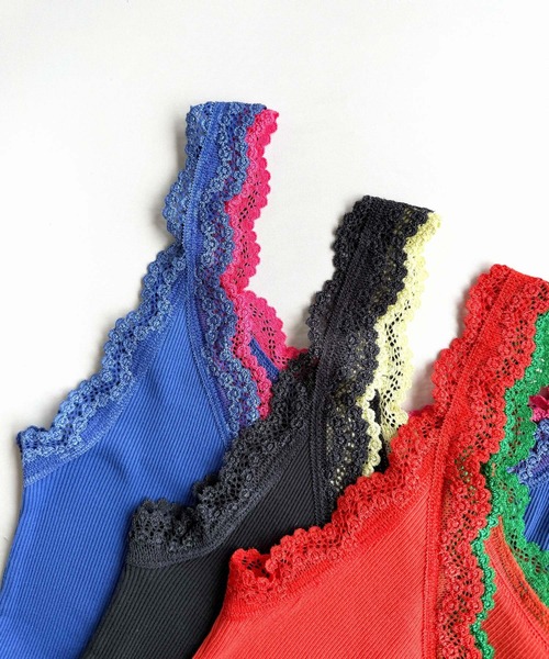 Q（キュー）の「バイカラーテレコタンク（タンクトップ・レディース・ネイビー/アイボリー/ターコイズブルー/オレンジ/ブルー/チャコールグレー・MEDIUM）」の16枚目の写真