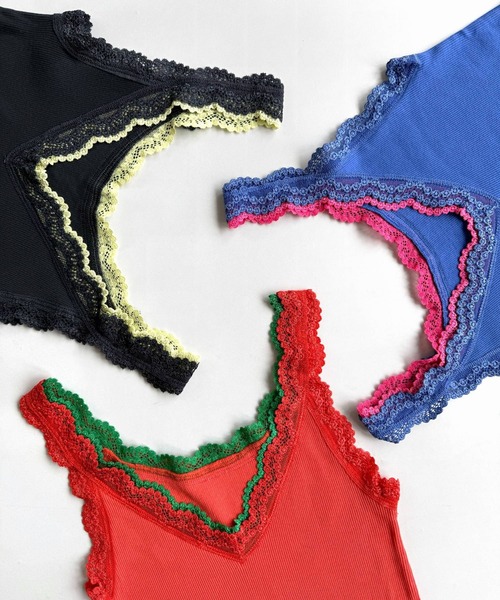 Q（キュー）の「バイカラーテレコタンク（タンクトップ・レディース・ネイビー/アイボリー/ターコイズブルー/オレンジ/ブルー/チャコールグレー・MEDIUM）」の15枚目の写真