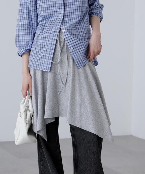 FREE'S MART（フリーズマート）の「◆２ＷＡＹイレヘムミディスカート（スカート・レディース・グレー/ホワイト系その他/ブラック・FREE）」の3枚目の写真