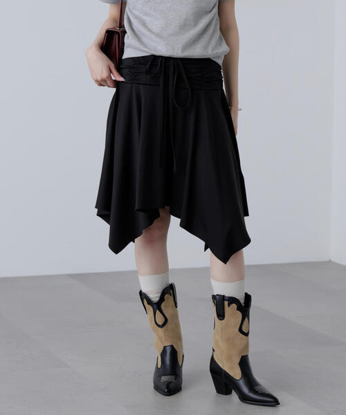 FREE'S MART（フリーズマート）の「◆２ＷＡＹイレヘムミディスカート（スカート・レディース・グレー/ホワイト系その他/ブラック・FREE）」の5枚目の写真