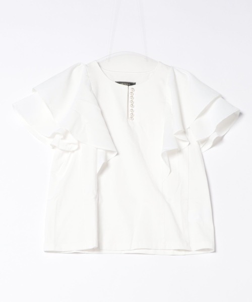 SWINGLE（スウィングル）の「フリルスリーブパールキーネックカットソー（Tシャツ/カットソー・レディース・オフホワイト/ピンク/ブラック・FREE）」の10枚目の写真