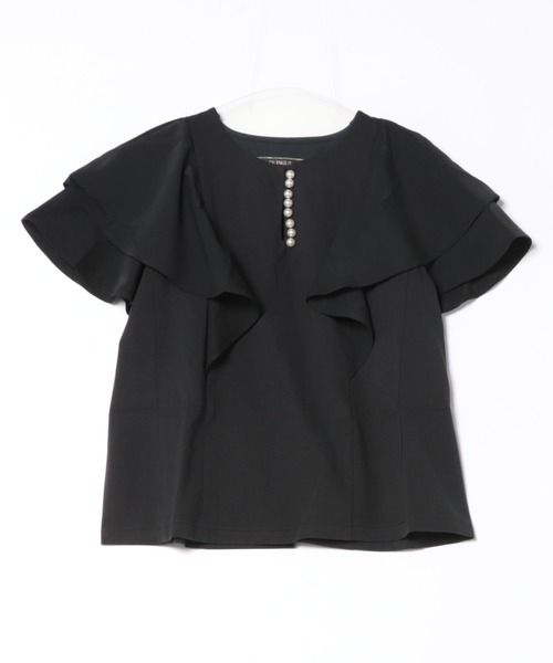 SWINGLE（スウィングル）の「フリルスリーブパールキーネックカットソー（Tシャツ/カットソー・レディース・オフホワイト/ピンク/ブラック・FREE）」の11枚目の写真