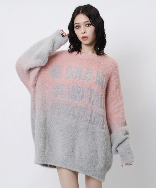 SPIRALGIRL(スパイラルガール)の「フロントロゴオーバーニット(ニット/セーター・レディース・ピンク/ブルー/ブラック・FREE)」の9枚目の写真