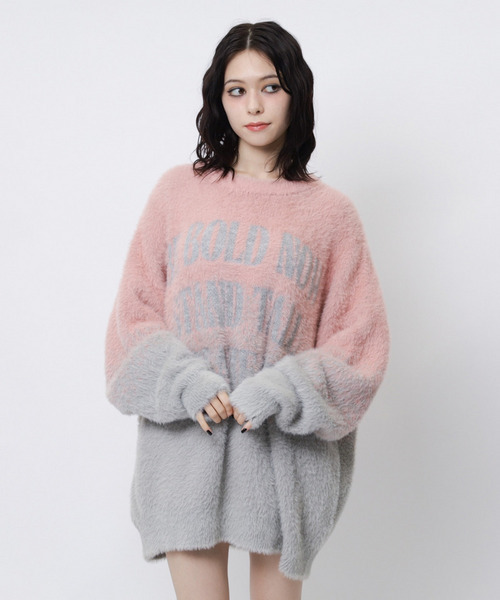 SPIRALGIRL(スパイラルガール)の「フロントロゴオーバーニット(ニット/セーター・レディース・ピンク/ブルー/ブラック・FREE)」の10枚目の写真