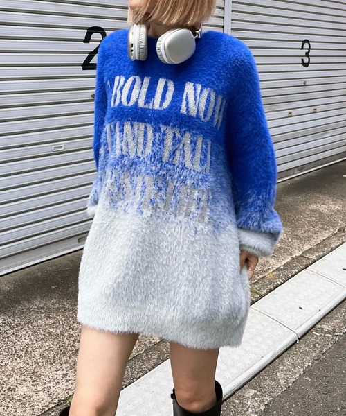 SPIRALGIRL(スパイラルガール)の「フロントロゴオーバーニット(ニット/セーター・レディース・ピンク/ブルー/ブラック・FREE)」の19枚目の写真