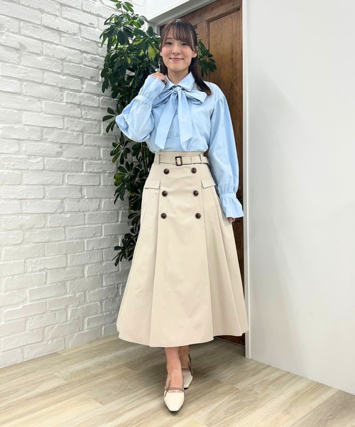 31 Sons de mode（トランテアン　ソン　ドゥ　モード）の「2025秋冬新作 ボウタイリボンブラウス（シャツ/ブラウス・レディース・ブルー/オフホワイト・ﾌﾘ-）」の16枚目の写真