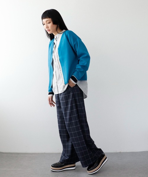 Three Four Time（ｽﾘｰﾌｫｰﾀｲﾑ）の「超軽量編柄ロゴZIPブルゾン（カーディガン/ボレロ・レディース・アイボリー/ブルー/レッド/イエロー・FREE）」の3枚目の写真