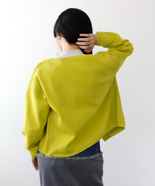 Three Four Time（ｽﾘｰﾌｫｰﾀｲﾑ）の「超軽量編柄ロゴZIPブルゾン（カーディガン/ボレロ・レディース・アイボリー/ブルー/レッド/イエロー・FREE）」の22枚目の写真