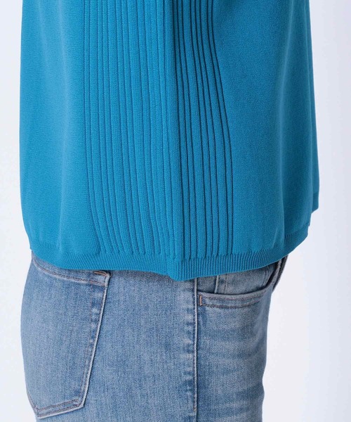 Three Four Time（ｽﾘｰﾌｫｰﾀｲﾑ）の「超軽量編柄ロゴZIPブルゾン（カーディガン/ボレロ・レディース・アイボリー/ブルー/レッド/イエロー・FREE）」の9枚目の写真