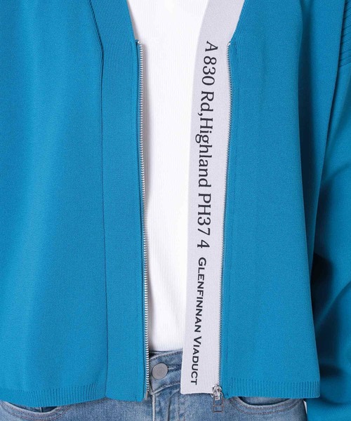 Three Four Time（ｽﾘｰﾌｫｰﾀｲﾑ）の「超軽量編柄ロゴZIPブルゾン（カーディガン/ボレロ・レディース・アイボリー/ブルー/レッド/イエロー・FREE）」の11枚目の写真